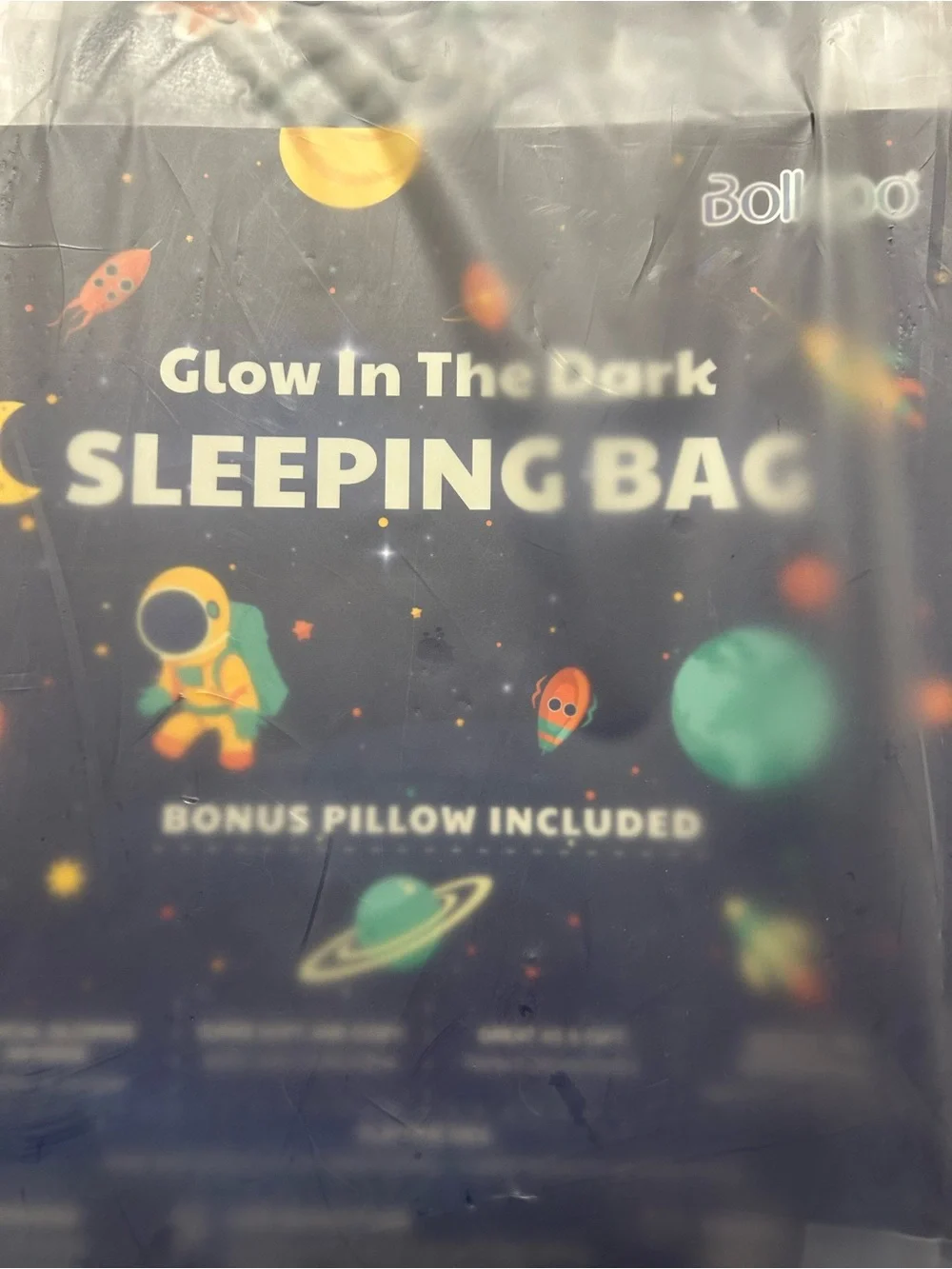 bolle Kids Space-Themed Sleeping Bag in Navy with Orange & Teal Accents